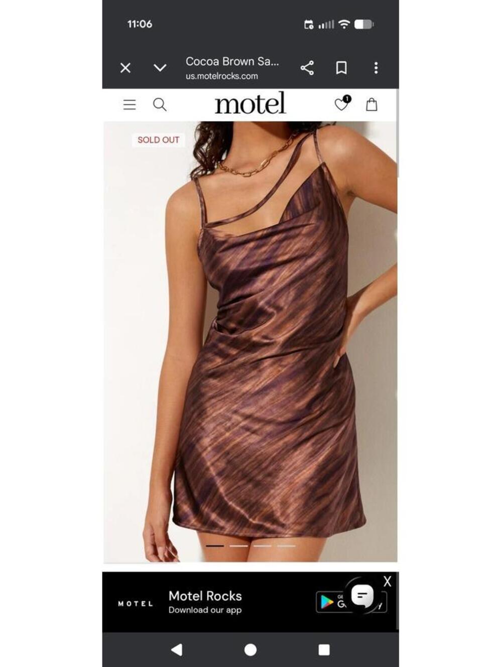 NWT Motel Iza Mini Dress Satin Marble CocoaSmall